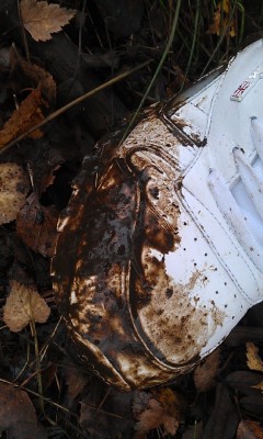 Bum...its getting deeper...my (er) his beautiful white sneakers!